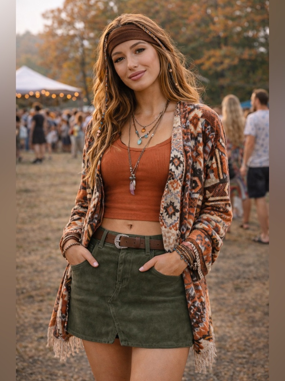 Blank NYC Leather Suede Mini Skirt Olive Green Sz 29 Western Minimalist Bodycon